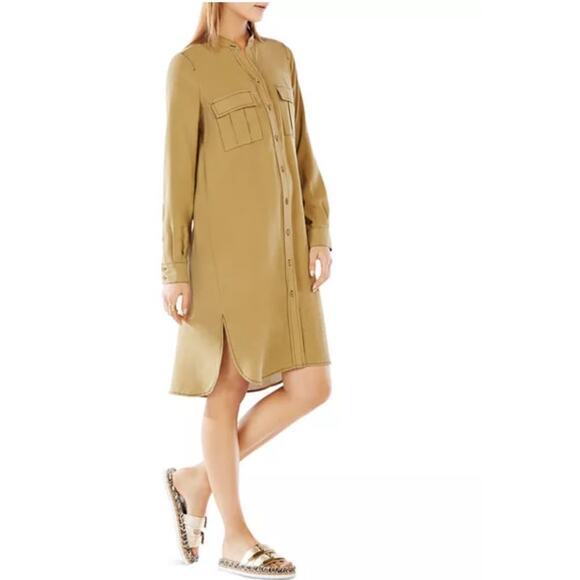 BCBGMaxAzria Maddox Silk Shirt Dress in Agave Green Size XS - Picture 9 of 13